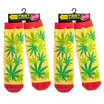 2PK Feet Speak Weed Women's Casual Crew Socks One-Size