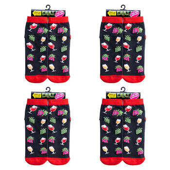 4PK Feet Speak Wine Women's Casual Crew Socks One-Size