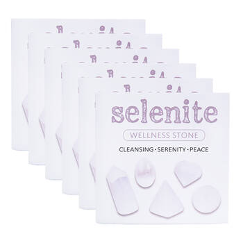 6PK Wishstone Gemstone Selenite Collection Wellness Stone White
