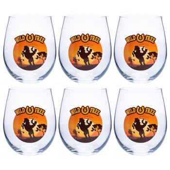 6PK Tallulah Stemless Wine Glass Tumbler Party Drinkware Cowboy Clear