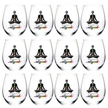 12PK Tallulah Wellness Stemless Wine Glass Tumbler Drinkware Chakra Clear