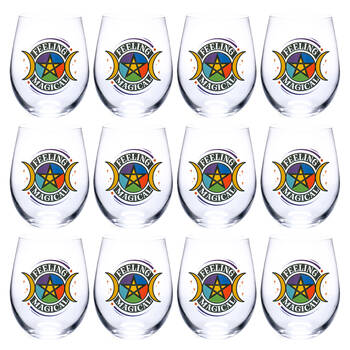12PK Tallulah Wellness Stemless Wine Glass Tumbler Drinkware Pentacle Clear