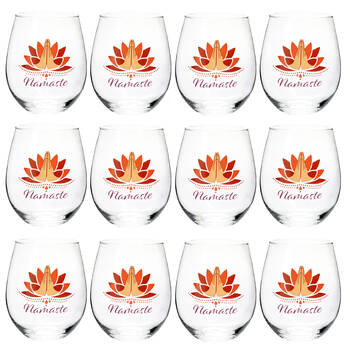 12PK Tallulah Wellness Stemless Wine Glass Tumbler Drinkware Zen Clear