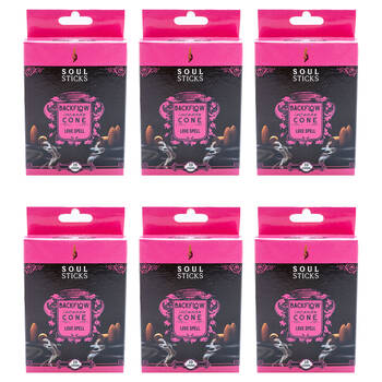 6x 10pc Wild Scents Soul Sticks Backflow Incense Cones - Love Spell