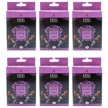 6x 10pc Wild Scents Soul Sticks Backflow Incense Cones - Lavender
