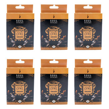 6x 10pc Wild Scents Soul Sticks Backflow Incense Cones - Sandalwood