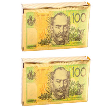 2PK Outback Mates Australian S100 Gold Foil Playing Cards 6x9cm