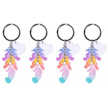 4PK Aquaworld Keychain Seahorse Ocean Animal Mini Bag Charm 9.8x2.1cm Assorted