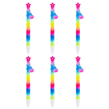 6PK Aquaworld Spiral Ball Pen Seashell Writing Stationery Kids/Children