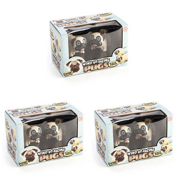 3x 2pc MDI Pocket-Sized Pug Wind Up Racing Kids Toy Set 7.5x4x5cm 4y+