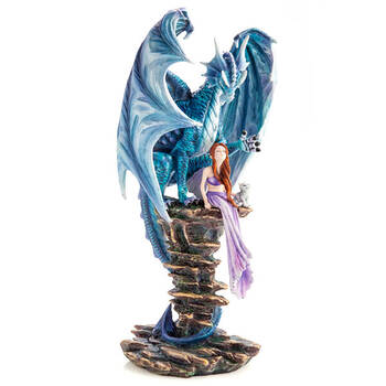 Mystical Worlds Dragon Figurine/Statue Blue Fairy Keeper 20x37.5cm