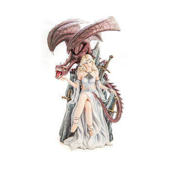 Mystical Worlds Queen Throne w/ Dragon Sculpture Decoration 25x25x38cm