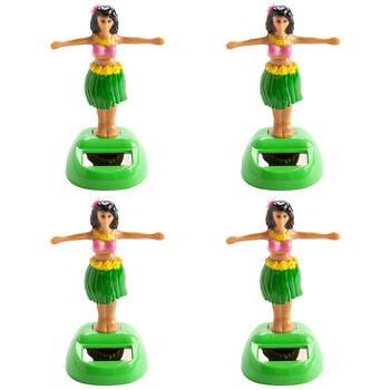 4PK MDI Solar Dancing Hula Girl Desk Car Dashboard Decoration Figure Toy