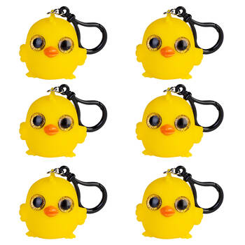 6PK MDI Eye Popping Keychain Chick Squeeze Toy 5.4x5.2cm - Yellow