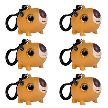 6PK Capybara Eye Poppin Keychain Capybara Squeeze Toy 4.9x4.2cm - Yellow