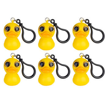 6PK MDI Eye Popping Keychain Duck Squeeze Toy 4.6x5.4cm - Yellow