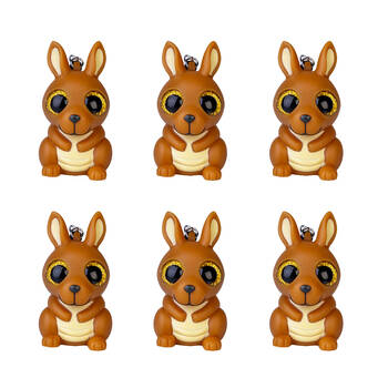 6PK Outback Mates Eye Poppin Keychain Kangaroo Squeeze Toy 5.7x6cm - Brown