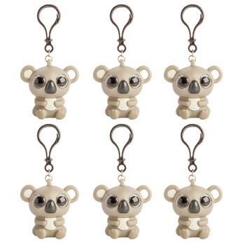 6PK Outback Mates Eye Popping Keychain Koala Squeeze Toy 6x5.7cm - Beige