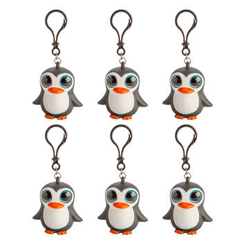 6PK Penguin Island Eye Popping Keychain Penguin Squeeze Toy 5.6x5.9cm