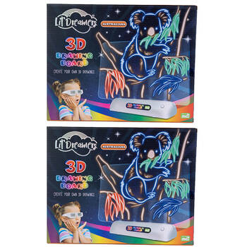 2PK Lil Dreamers Illuminate 3D Draw Board Art Set - Australiana 6y+