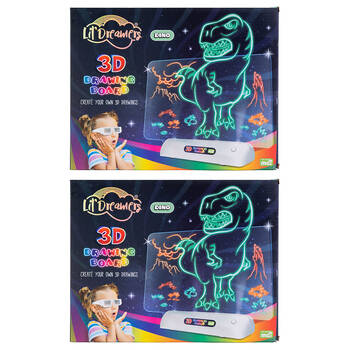 2PK Lil Dreamers Illuminate 3D Draw Board Art Set - Dino 6y+