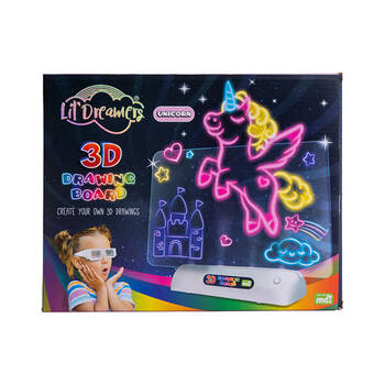 Lil Dreamers Illuminate 3D Draw Board Art Set - Unicorn 6y+