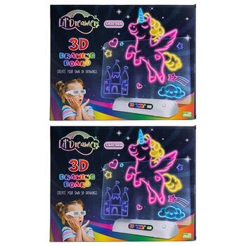 2PK Lil Dreamers Illuminate 3D Draw Board Art Set - Unicorn 6y+