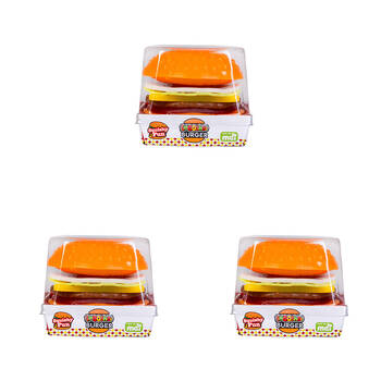 3x 7pc Smooshos Build Your Own Burger Squishy Ball Childrens Toy 7x7x7.5cm