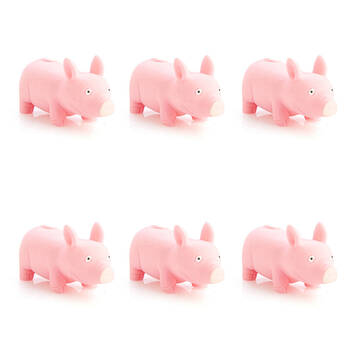 6PK Pullie Pal Super Stretchy Sandy Textured Childrens Toy 6x9.5x5.5cm Pig