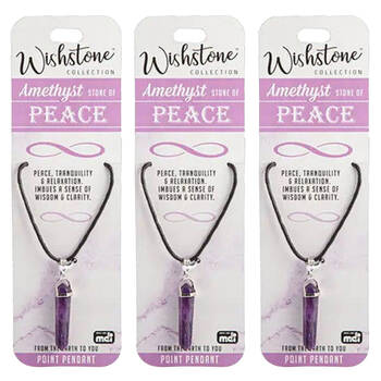 3PK Wishstone Collection Amethyst Stone of Peace Key Charm - Pink