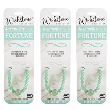3PK Wishstone Collection Aventurine Stone of Fortune Bead Bracelet - Green