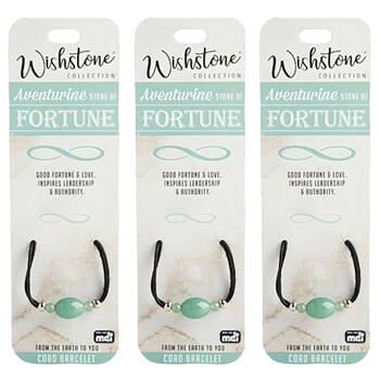 3PK Wishstone Collection Aventurine Stone of Fortune Cord Bracelet - Green