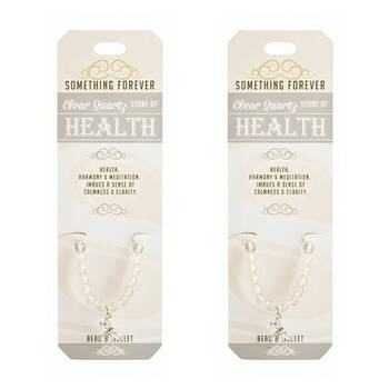 2PK Wishstone Clear Quartz Bead Bracelet Women's Accessory