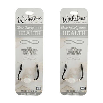 2PK Wishstone Clear Quartz Cord Bracelet Women's Accessory