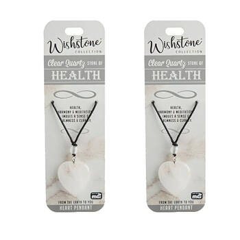 2PK Wishstone Clear Quartz Heart Pendant Necklace Women's Accessory
