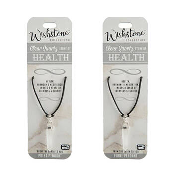 2PK Wishstone Clear Quartz Point Pendant Necklace Women's Accessory