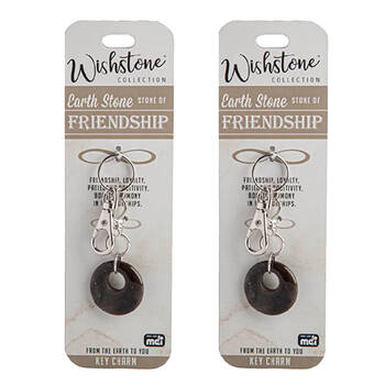 2PK Wishstone Collection Earth Stone Friendship Key Charm 3x11.5cm - Brown