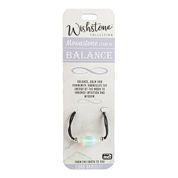 Wishstone Moonstone Stone of Balance Cord Bracelet 5x9cm - Blue