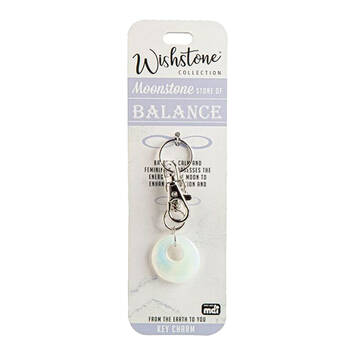 Wishstone Moonstone Stone of Balance Key Charm Round 3x11.5cm - White