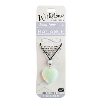 Wishstone Moonstone Stone of Balance Point Pendant 1x18cm - White