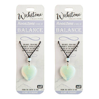 2PK Wishstone Moonstone Stone of Balance Point Pendant 1x18cm - White
