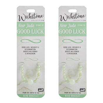 2PK Wishtone Collection New Jade Goodluck Beaded Bracelet 4x6cm - Green