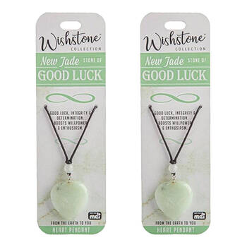 2PK Wishtone Collection New Jade Goodluck Heart Pendant 3x19cm - Green
