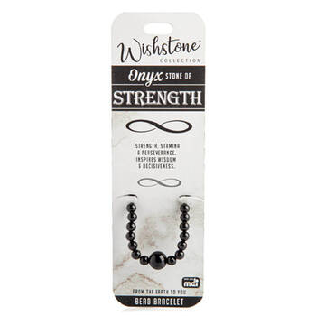 Wishstone Onyx Bead Bracelet Strength Keychain Accessories Womens Black