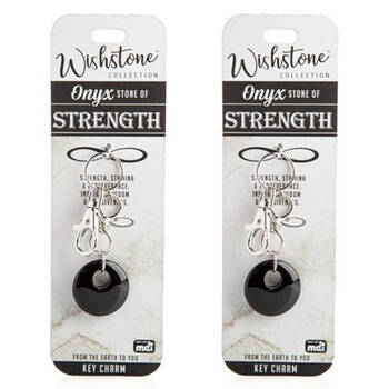 2PK Wishstone Onyx Key Charm Stamina & Perseverance Accessories Women Black
