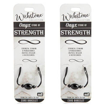 2PK Wishstone Onyx Cord Bracelet Stamina & Perseverance Accessories Women Black