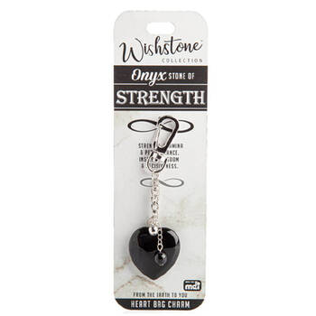Wishstone Onyx Heart Bag Charm Strength Keychain Accessories Women Black