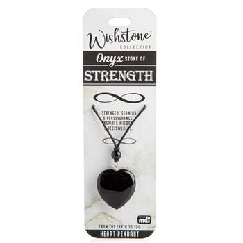 Wishstone Onyx Heart Pendant Necklace Stamina & Perseverance Women Black