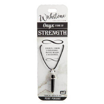 Wishstone Onyx Point Pendant Necklace Stamina & Perseverance Women Black
