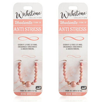 2PK Wishstone Rhodonite Stone Beaded Bracelet Women's Jewellery 4x6x1cm
